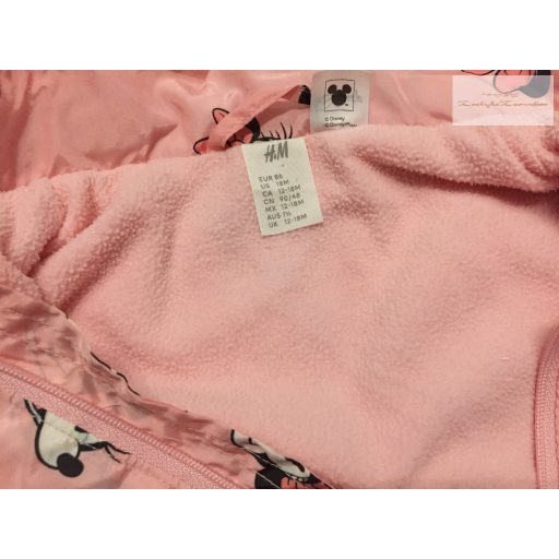 H§M 12 - 18 hó 86 cm rózsaszn, Minnie mintás polár béléses lány átmeneti kabát újszerű,hibátlan