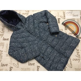   Mango 11-12 év 152 cm kék, fehér virágmintás polár béléses lány kabát - újszerű
