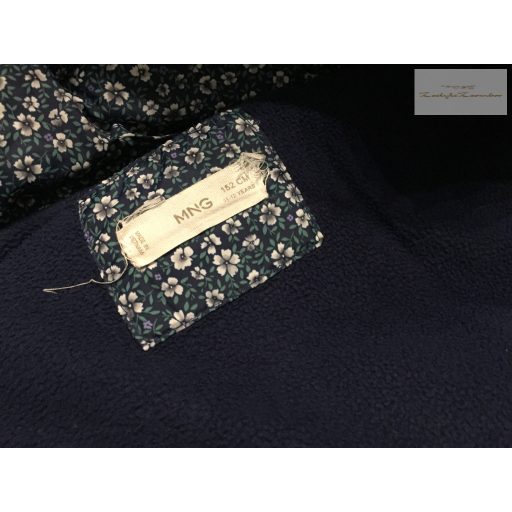 Mango 11-12 év 152 cm kék, fehér virágmintás polár béléses lány kabát - újszerű