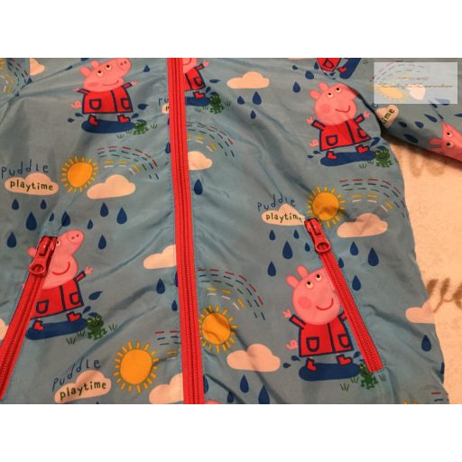 PEppa Pig 18-24 hó 86-92 cm világoskék, felhő -szivárvány-Peppa mintás polár béléses átmeneti kabát-  újszerű,hibátlan