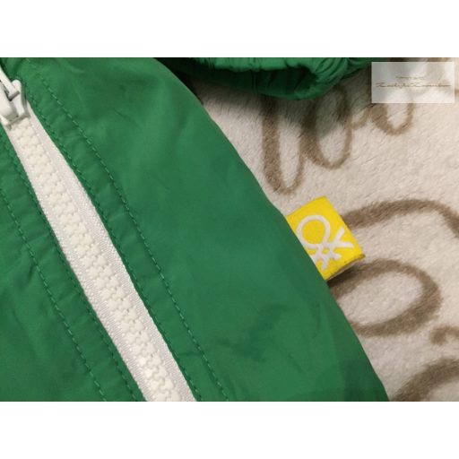 Benetton 4-5 év 104-110 cm zöld-sárga fiú széldzseki- nek bélelt-- újszerű,hibátlan