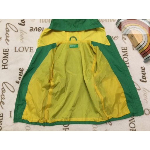 Benetton 4-5 év 104-110 cm zöld-sárga fiú széldzseki- nek bélelt-- újszerű,hibátlan