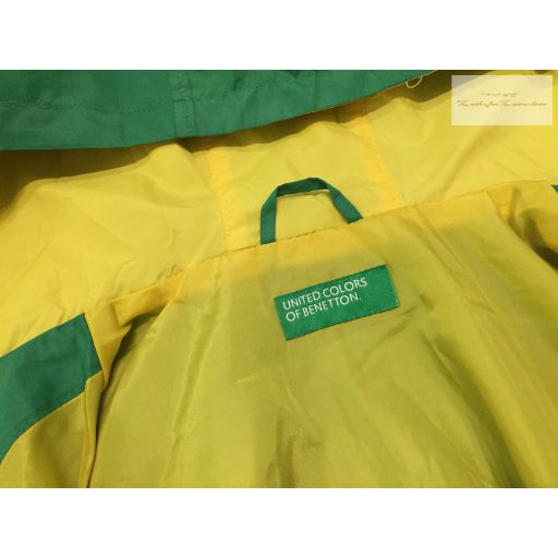 Benetton 4-5 év 104-110 cm zöld-sárga fiú széldzseki- nek bélelt-- újszerű,hibátlan