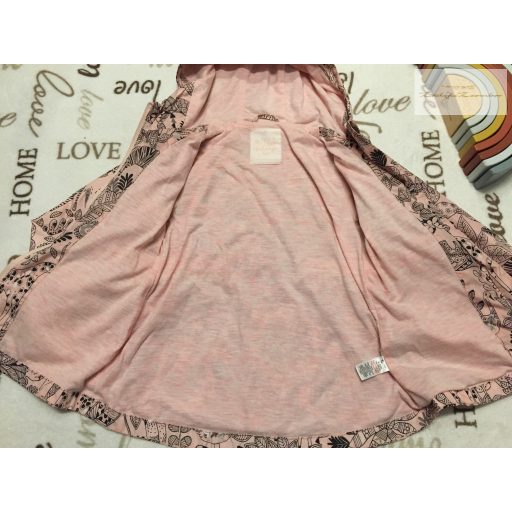 TU 4-5 év 104-110 cm rózsaszín, dzsungel - zsiráf-virágmintás pamut béléses lány  kabát/ széldzseki-  újszerű, hibátlan