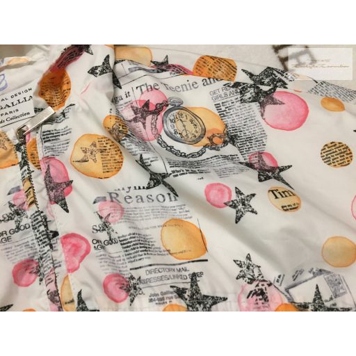 John Galliano 12 év 152 cm fehér, színes mintás lány széldzseki - újszerű,hibátlan