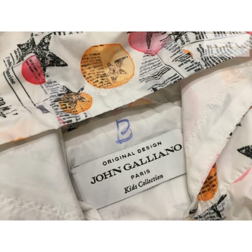 John Galliano 12 év 152 cm fehér, színes mintás lány széldzseki - újszerű,hibátlan
