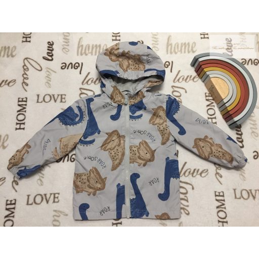 George 12  - 18 hó 86 cm szürke, kék - barna dinó mintás polár béléses fiú esőkabát/ átmeneti kabát -újszerű,hibátlan