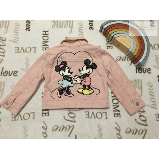 Disney Mickey 12-18 hó 80-86 cm rózsaszín, Minnie-Mickey mintás lány farmer kabát- újszerű,hibátlan
