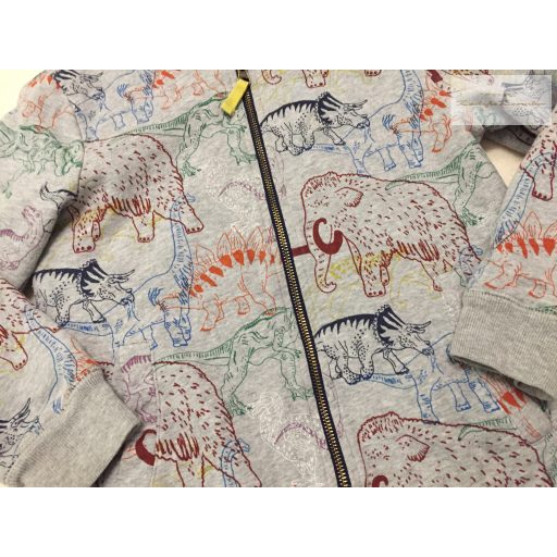 Boden 8-9 év 128-134 cm szürke, színes dinó mintás vastag szőrme béléses fiú pulóver/ átmeneti kis kabát- újszerű,hibátlan