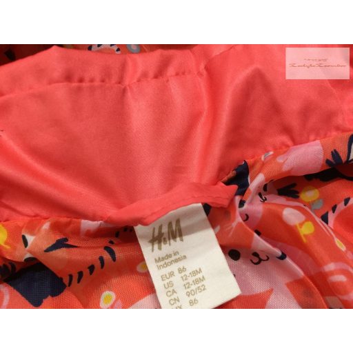 H§M 12 - 18 hó 86 cm  pink, cica mintás dupla orkán lány átmeneti kabát/ széldzseki- újszerű,hibátlan