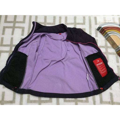 Rossi 6-7 év 116-122 cm sötét lila polár béléses lány átmeneti softshell kabát - újszerű