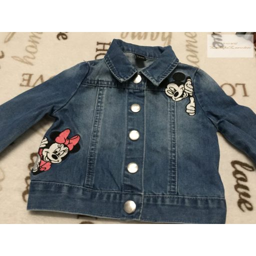Disney at Primark 9-12 hó 74-80 cm Minnie-Mickey mintás farmer lány kabát-újszerű,hibátlan