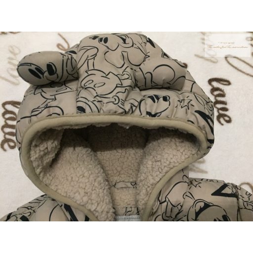 Disney at George 18-24 hó 86-92 cm  Mickey mintás szőrme béléses fiú téli kabát- új, csak lecímkézve