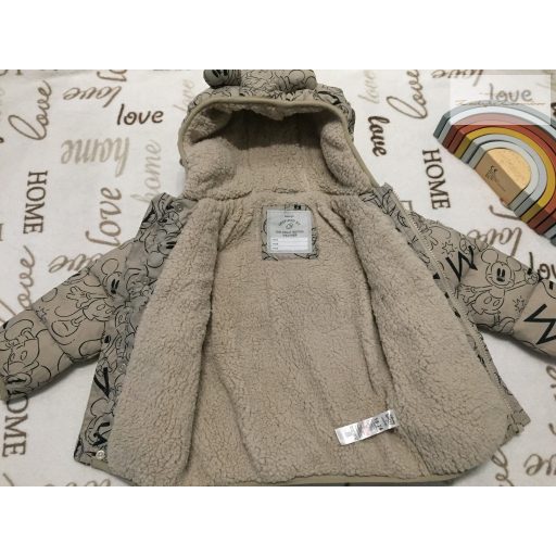 Disney at George 18-24 hó 86-92 cm  Mickey mintás szőrme béléses fiú téli kabát- új, csak lecímkézve