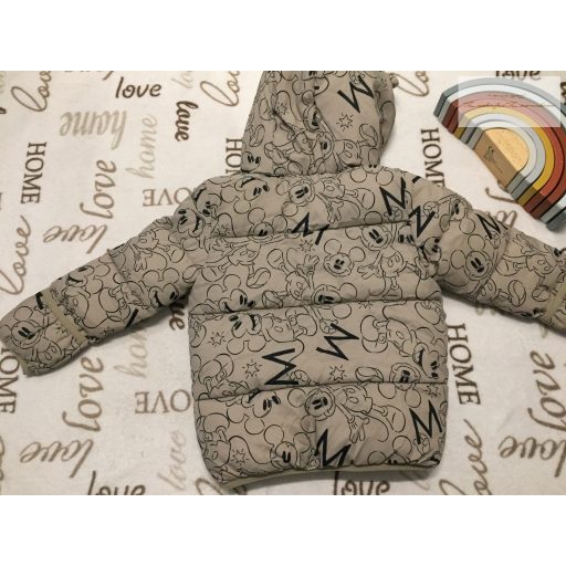 Disney at George 18-24 hó 86-92 cm  Mickey mintás szőrme béléses fiú téli kabát- új, csak lecímkézve