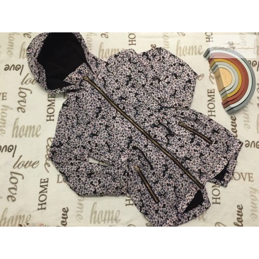 Matalan 9 év 134 cm kék, virágmintás polár béléses átmeneti lány kabát-újszerű,hibátlan