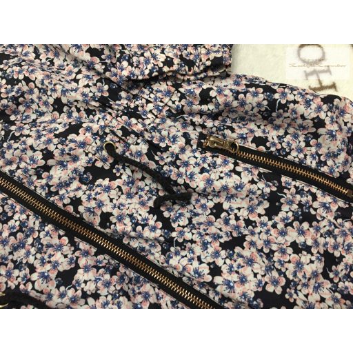 Matalan 9 év 134 cm kék, virágmintás polár béléses átmeneti lány kabát-újszerű,hibátlan