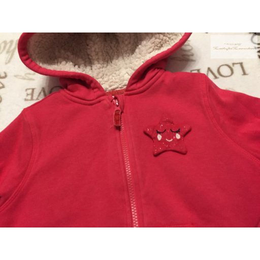 M§S 5-6 év 116 cm  pink, vastagon bélelt csillag mintás pamut lány felső/ átmeneti kabát.- újszerű,hibátlan- 