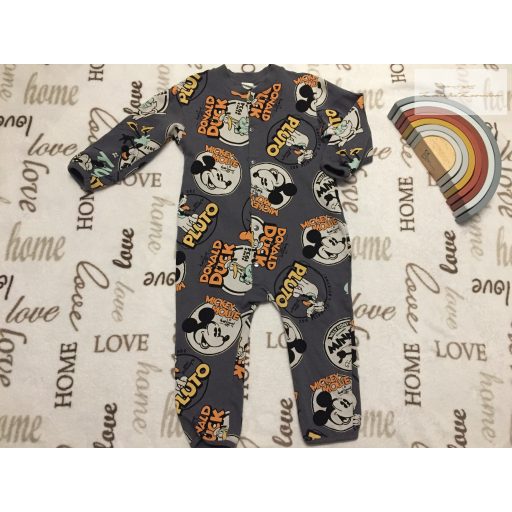 H§M 18-24 hó 92 cm Mickey-Plutó-Donald mintás hurkolt pamut fiú kezeslábas/ rugdalózó/ all in-újszerű, hibátlan