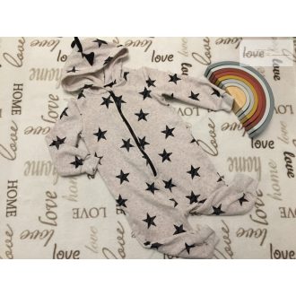   Next 12 - 18 hó 86 cm csillag mintás belül puha fleece , kívül pamut fiú kezeslábas/ all in -új, csak átmosva