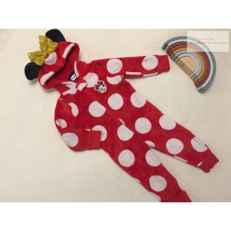   Disney 12-18 hó 80- 86  cm piros-fehér pöttyös Minnie mintás nagyon puha plüss kezeslábas/ átmeneti overál- újszerű,hibátlan