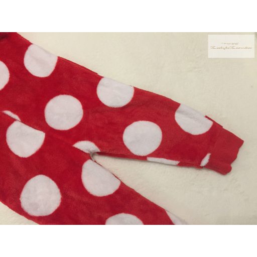 Disney 12-18 hó 80- 86  cm piros-fehér pöttyös Minnie mintás nagyon puha plüss kezeslábas/ átmeneti overál- újszerű,hibátlan