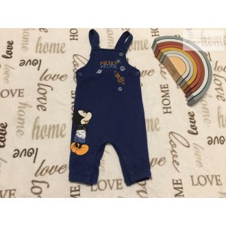   Disney at Primark 3-6 hó 62-68 cm sötétkék, Mickey mintás pamut fiú kantáros nadrág -újszerű,hibátlan