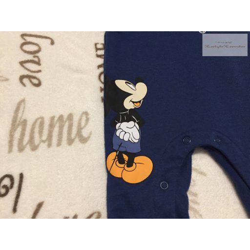 Disney at Primark 3-6 hó 62-68 cm sötétkék, Mickey mintás pamut fiú kantáros nadrág -újszerű,hibátlan