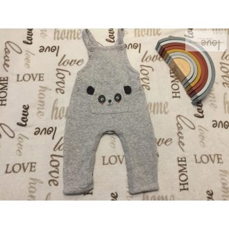   Matalan 9 -12 hó 74 -80 cm szürke, panda fej mintás puha pamut fiú kantáros nadrág újszerű,hibátlan