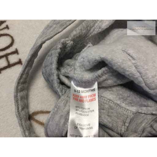 Matalan 9 -12 hó 74 -80 cm szürke, panda fej mintás puha pamut fiú kantáros nadrág újszerű,hibátlan