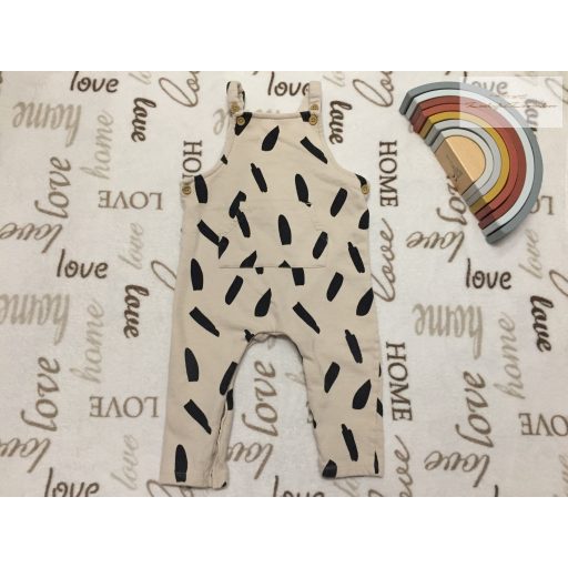 George 12  - 18 hó 86 cm bézs, fekete mintás puha pamut fiú kantáros nadrág - újszerű,hibátlan