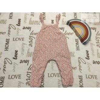   Next 12 - 18 hó 86 cm rózsaszín, virágmintás, pamut béléses puha mikrokord lány  kantáros nadrág/ playsuit -újszerű,hibátlan