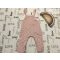 Next 12 - 18 hó 86 cm rózsaszín, virágmintás, pamut béléses puha mikrokord lány  kantáros nadrág/ playsuit -újszerű,hibátlan