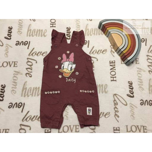 Disney at Primark 0-3 hó 56-62 cm bordó, Daisy mintás - fodros vékony farmer lány kantáros nadrág-új, csak lecímkézve