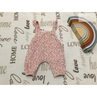   Next újszülött 3,4 kg 50-56 cm rózsaszín, apró virágmintás pamut béléses puha mikrokord lány playsuit/ kantáros nadrág - újszerű,hibátlan