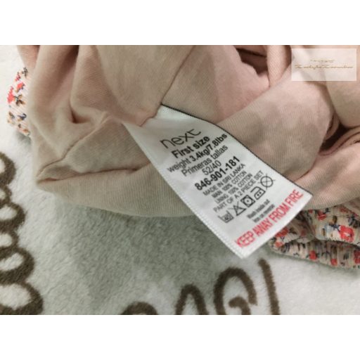 Next újszülött 3,4 kg 50-56 cm rózsaszín, apró virágmintás pamut béléses puha mikrokord lány playsuit/ kantáros nadrág - újszerű,hibátlan