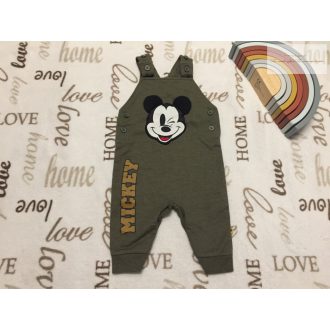   Disney at Primark 3-6 hó 62-68 cm zöld, Mickey mintás pamut fiú kantáros nadrág -újszerű,hibátlan