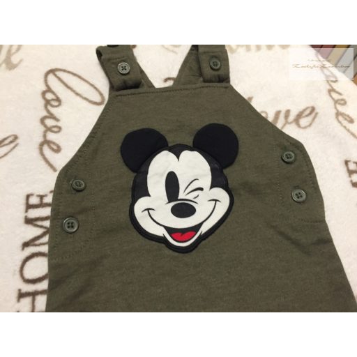 Disney at Primark 3-6 hó 62-68 cm zöld, Mickey mintás pamut fiú kantáros nadrág -újszerű,hibátlan