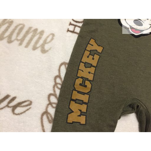 Disney at Primark 3-6 hó 62-68 cm zöld, Mickey mintás pamut fiú kantáros nadrág -újszerű,hibátlan