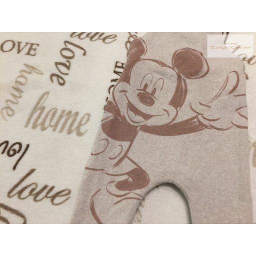 Disney at George 3-6 hó 62-68 cm világos barna,  Mickey mintás finomkötött fiú kantáros nadrág- újszerű,hibátlan