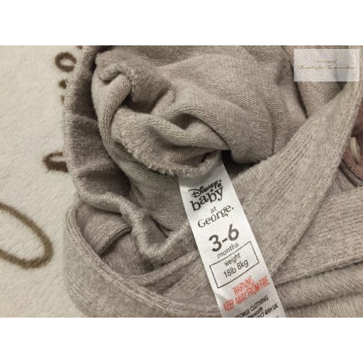 Disney at George 3-6 hó 62-68 cm világos barna,  Mickey mintás finomkötött fiú kantáros nadrág- újszerű,hibátlan