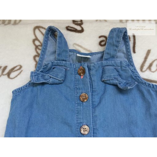 Next 3-6 hó 8 kg  világos, vékony farmer anyagú  lány playsuit / kantáros nadrág - újszerű,hibátlan