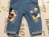 Disney at Primark 3-6 hó 62-68 cm Donald- Mickey mintás puha farmer fiú kantáros nadrág-újszerű,hibátlan