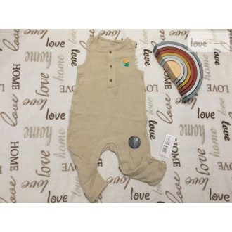   M§S 12-18 hó 83 cm tejeskávé színű, vékony pamut/ muszlin fiú kezeslábas/ playsuit új, címkés