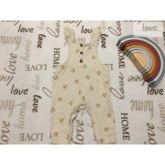 F§F 6-9 hó 74 cm 9 kg bézs,  sárga virágmintás  pamut lány kantáros nadrág - újszerű, hibátlan   F§F 6-9 hó 74 cm 9 kg bézs,  sárga virágmintás  pamut lány kantáros nadrág - újszerű, hibátlan