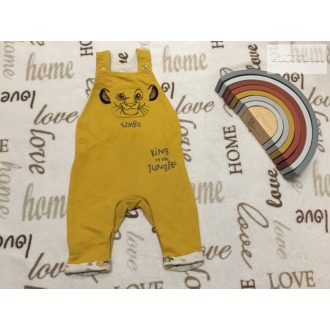   Disney at Primark 3-6 hó 62-68 cm sárga, Simba mintás pamut fiú kantáros nadrág-újszerű,hibátlan