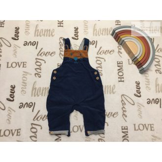   Mothercare 1-3 hó 6,5 kg kélk - barna maci fej mintás pamut béléses puha mikrokord fiú kantáros nadrág- újszerű,hibátlan