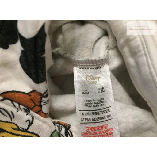 Disney 6-9 hó 68-74 cm színes Mickey-Minnie- Donald mintás pamut kantáros nadrág - újszerű,hibátlan