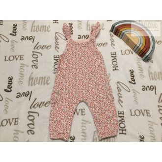   Next 6-9 hó 68 - 74 cm   rózsaszín virágmintás pamut béléses mikrokord lány kantáros nadrág / playsuit - újszerű,hibátlan