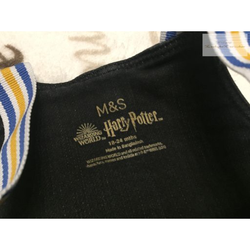 M§S 18 - 24 hó 86 - 92 cm fekete, Harry Potter  mintás nagyon puha pamutos farmer anyagú fiú kantáros nadrág- újszerű,hibátlan